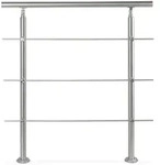 Relaxdays Treppengel&auml;nder Edelstahl Set, f&uuml;r Innen und Au&szlig;en, Handlauf, 1,0 m