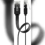Goobay 95381 CAT 6 Flach-Patchkabel, U/UTP, Schwarz, 10 m - Kupfermaterial