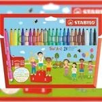 STABILO 24 Filzstifte mit mittlerer Spitze Trio A-Z, darunter 4 Neonfarben