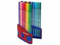 STABILO Fasermaler Pen 68 ColorParade, rot/blau mit 20 Stiften
