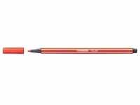STABILO Fasermaler Pen 68 hellrot, Kappe aufsteckbar, Strichstärke: 1,4 mm, Tinte