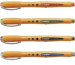 STABILO Tintenroller worker&reg; fine, 0,3 mm, Kunststoffetui mit 4 Stiften