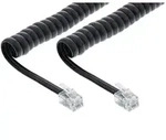 InLine&reg; Spiralkabel, RJ10 Stecker / Stecker, schwarz, 1:1 belegt, max. 4m