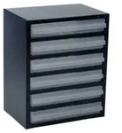 raaco Klarsicht-Magazin, HxBxT 440x360x250mm, 6 Schubladen, Geh&auml;use Stahlblech