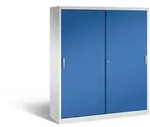 C+P Schiebet&uuml;renschrank Acurado-2000 | HxBxT 195x160x50cm | Lichtgrau/Enzianblau von