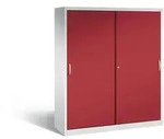 C+P Schiebet&uuml;renschrank Acurado-2000 | HxBxT 195x160x50cm | Lichtgrau/Rubinrot von