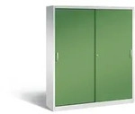 C+P Schiebet&uuml;renschrank Acurado-2000 | HxBxT 195x160x40cm | Lichtgrau/Resedagr&uuml;n