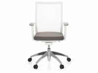 Bürostuhl / Drehstuhl ASPEN WHITE Netzstoff transparent / Sitz Stoff grau hjh OFFICE