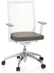 B&uuml;rostuhl / Drehstuhl ASPEN WHITE Netzstoff transparent / Sitz Stoff grau hjh OFFICE