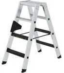 Stufenstehleiter aus Aluminium, belastbar bis 250 kg, Rutschhemmungsklasse R 13, 2 x
