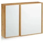 Relaxdays Bad Spiegelschrank 2-t&uuml;rig, Wandschrank aus Bambus, vormontierter