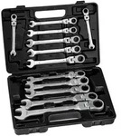 tectake Ratschenschl&uuml;ssel Set mit flexiblen Gelenkk&ouml;pfen 12-tlg. Schwarz