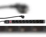 LogiLink 19" Steckdosenleiste 9 fach mit An/Aus Schalter schwarz (1er Faltschachtel)