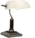 BRILLIANT BANKIR Tischleuchte 33,5 cm Glas / Metall / Holz Messing antik, 92679/31