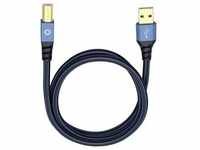 Oehlbach USB-Kabel USB 2.0 USB-A Stecker, USB-B Stecker 10.00 m Blau vergoldete