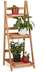 Relaxdays Blumentreppe aus Holz, Blumenst&auml;nder f&uuml;r innen, 3-stufig, Leiterregal,