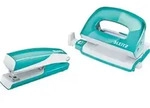 LEITZ Set-Mini WOW Heftger&auml;t und Locher eisblau, je 10 Blatt, Heftarten: