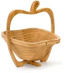 Relaxdays Faltkorb Apfel, HBT: 30 x 27 x 22,5 cm, Klappkorb Bambus, Obstkorb, auch