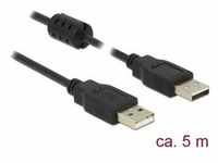 Delock USB-Kabel USB 2.0 USB-A Stecker, USB-A Stecker 5.00 m Schwarz mit Ferritkern