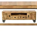 SIT M&ouml;bel Lowboard auf Rollen | 2 T&uuml;ren, 2 Schubladen, 1 offenes Fach | Mango-Holz