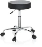 Hocker / Drehhocker / Arbeitsstuhl OPERATOR II Kunstleder schwarz Chrom hjh OFFICE