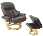 Robas Lund MCA Relaxsessel Calgary XXL, TV-Sessel Hocker, Echtleder 180kg belastbar ~