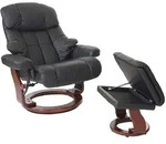 Robas Lund MCA Relaxsessel Calgary XXL, TV-Sessel Hocker, Echtleder 180kg belastbar ~