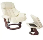 Robas Lund MCA Relaxsessel Calgary XXL, TV-Sessel Hocker, Echtleder 180kg belastbar ~