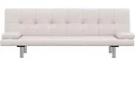 vidaXL Schlafsofa mit 2 Kissen Kunstleder Ausziehbar Cremewei&szlig;