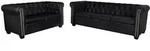 vidaXL Chesterfield Sofa 2-Sitzer und 3-Sitzer Kunstleder Schwarz