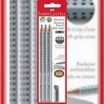 Faber Castell Bleistift Grip 2001 HB silber 3er mit Radierer