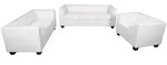 Mendler 3-2-1 Sofagarnitur Couchgarnitur Loungesofa Lille ~ Kunstleder, wei&szlig;