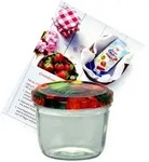 50er Set Sturzglas 230 ml Marmeladenglas Einmachglas To 82 Obst Dekor Deckel...
