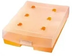 Archivbox CROCO-DUO, DIN A8 quer, mit A-Z Register und 8 St&uuml;tzen, transl.-orange