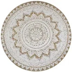 vidaXL Teppich Jute Geflochten Bedruckt 120 cm Rund