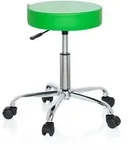 Hocker / Drehhocker / Arbeitsstuhl OPERATOR II Kunstleder gr&uuml;n Chrom hjh OFFICE