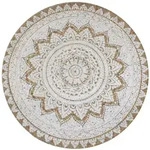 vidaXL Teppich Jute Geflochten Bedruckt 150 cm Rund