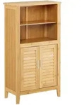 Relaxdays Badezimmerschrank LAMELL Bambus, HBT: ca. 92 x 50 x 25 cm, Badschrank mit