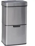 Relaxdays M&uuml;lltrennsystem mit Sensor, 3 F&auml;cher, 60 l, 2 M&uuml;lleimer unten, Klemmring