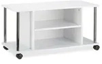 Relaxdays Fernsehtisch wei&szlig;, TV-Unterschrank mit 4 Rollen, rollbarer Fernsehschrank,