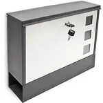 Relaxdays Briefkasten mit Zeitungfach, HBT: 30 x 36 x 10 cm, Metall, mit 2
