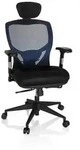 B&uuml;rostuhl / Chefsessel VENUS BASE Sitz Stoff / R&uuml;cken Netz blau / schwarz hjh