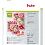 Geha Set Laminierfolien DIN A4/A5/10x15/Visitenkarten St&auml;rke 2x 80 micron