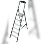 Stufenstehleiter Sepro S, eloxiert, extrem rutschfeste Plattform, 6 Stufen