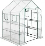 Relaxdays Gew&auml;chshaus, HBT 190 x 140 x 140 cm, Regale mit 8 Ablagen, Treibhausfolie,