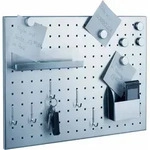 ALCO Magnettafel Edelstahl gelocht geb&uuml;rstet 50x35cm silber inkl. Zubeh&ouml;r