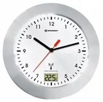 Bresser Optics MYTIME BATH RC Quarzwanduhr Kreis Silber, Wei&szlig;