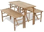 vidaXL Biertisch mit 2 B&auml;nken 100 cm Bambus