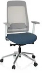 B&uuml;rostuhl / Drehstuhl CHIARO T2 WHITE Netzstoff / Stoff grau / blau hjh OFFICE