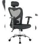 SalesFever B&uuml;rostuhl mit Armlehnen und Kopfst&uuml;tze | Bezug Mesh | Gestell Chrom 